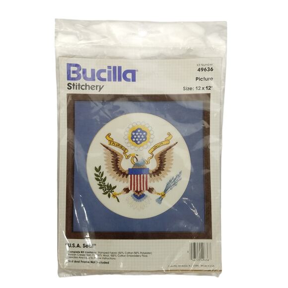 Bucilla Stitchery Kit 49636 USA Seal Crewel Embroidery 12"x12" Sealed - Picture 1 of 6
